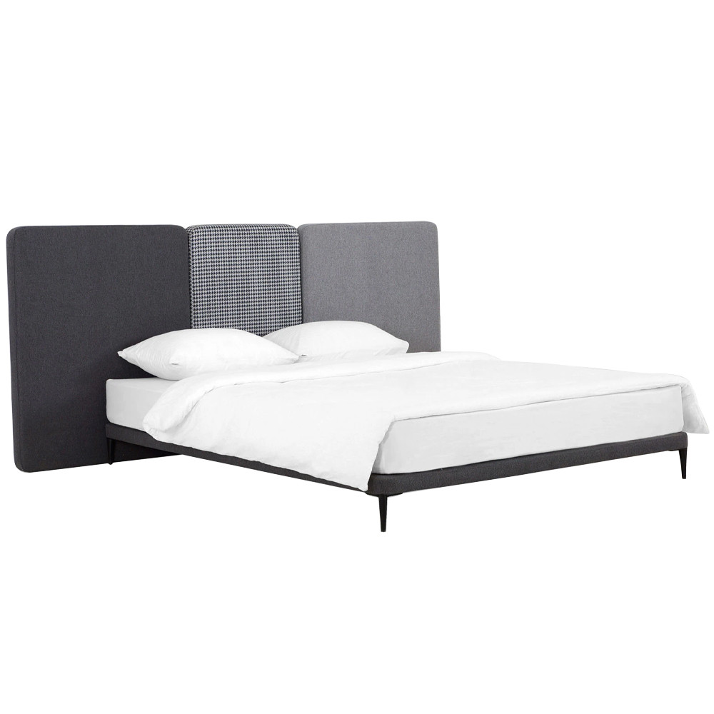 Кровать с большим мягким изголовьем Unity Dark Grey Bed
