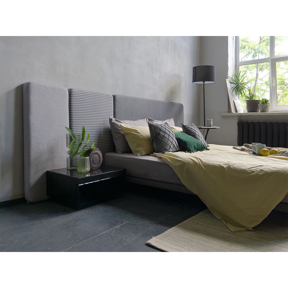 Кровать с большим мягким изголовьем Unity Grey Bed