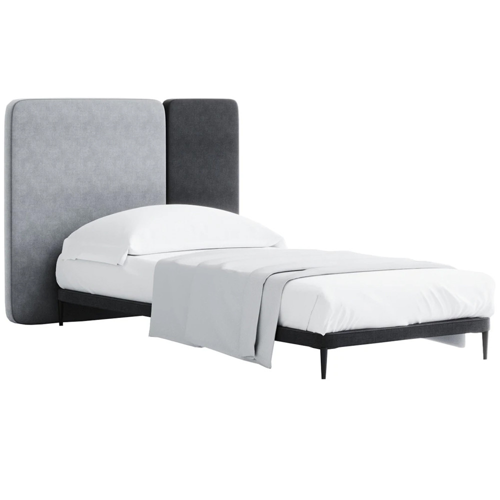 Кровать с большим мягким изголовьем Unity Grey Bed