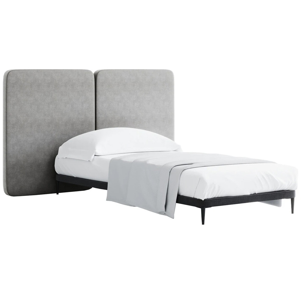 Кровать с большим мягким изголовьем Unity Grey Bed