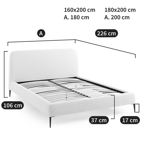 Кровать с обивкой букле Wanda Boucle Bed