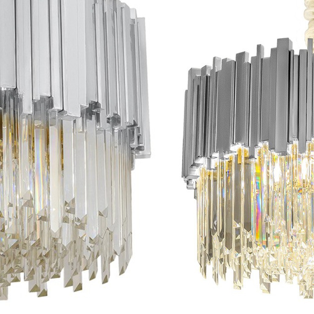Круглая люстра Luxxu Modern Cascade Chandelier Silver Metal Glass 40