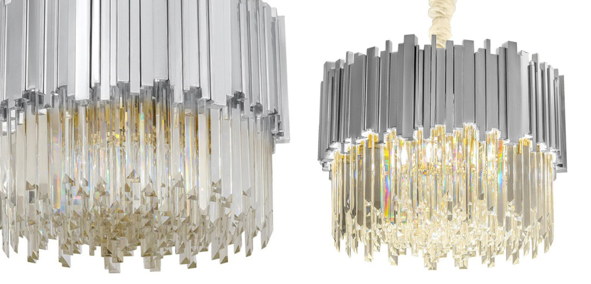 Круглая люстра Luxxu Modern Cascade Chandelier Silver Metal Glass 40