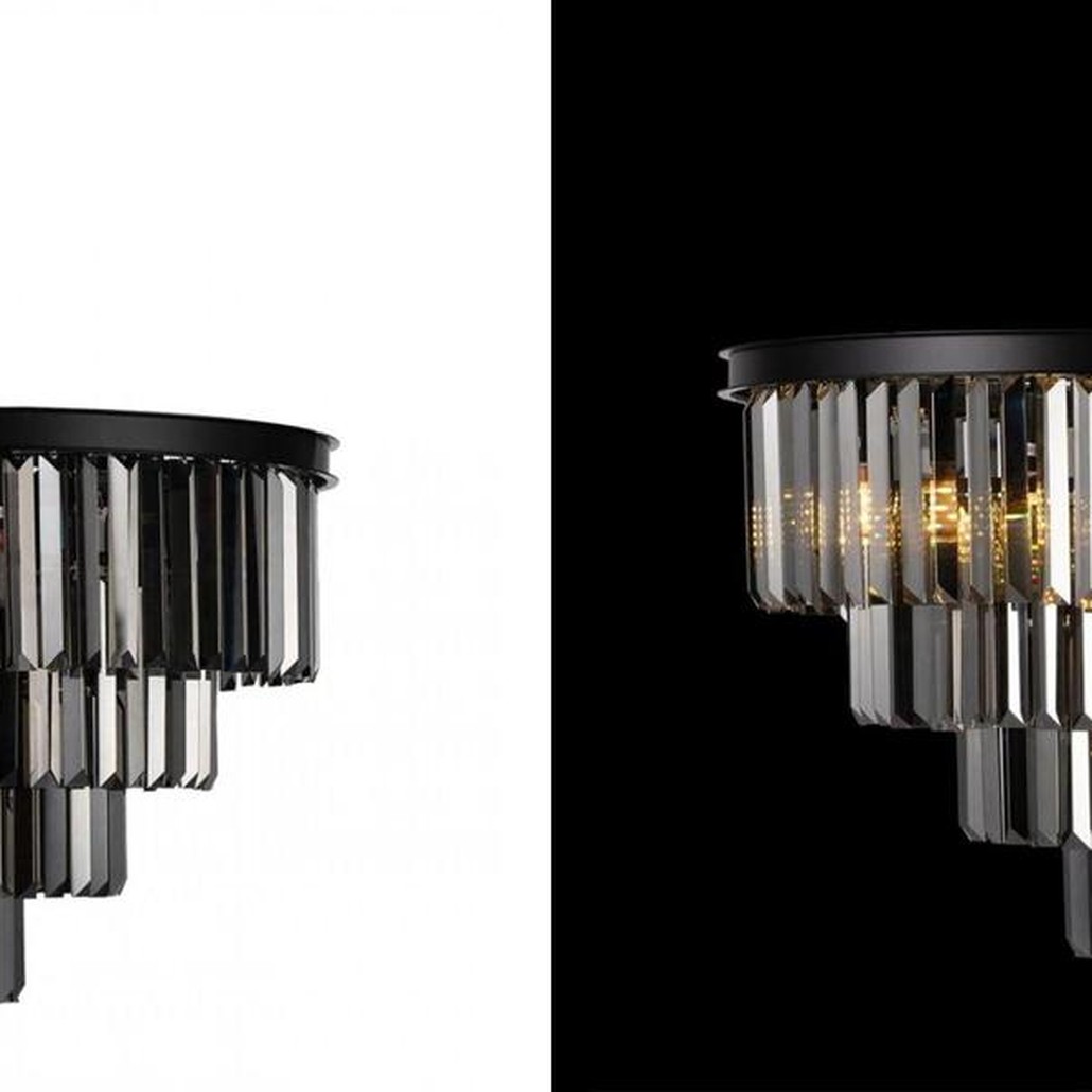 Круглая Люстра Odeon Black iron Four Layers Серое Стекло диаметр 60 см