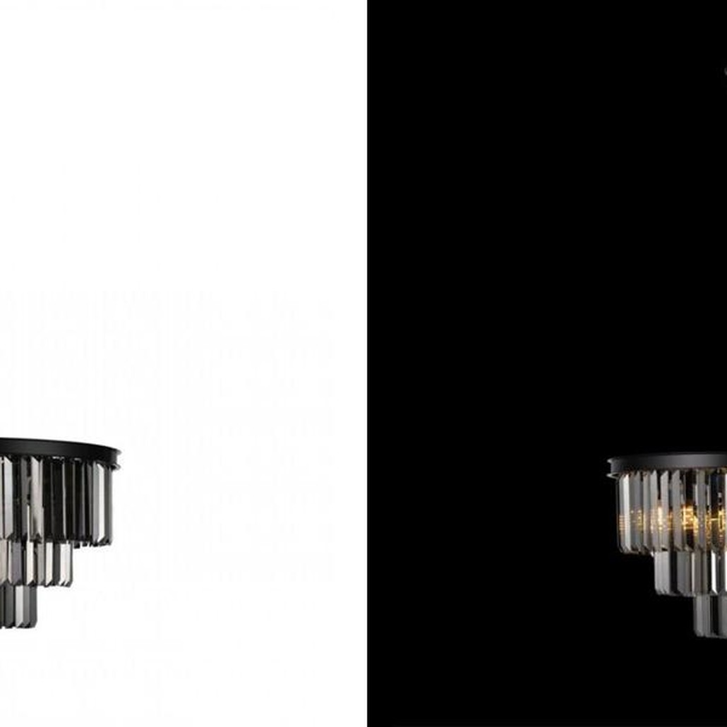 Круглая Люстра Odeon Black iron Four Layers Серое Стекло диаметр 60 см
