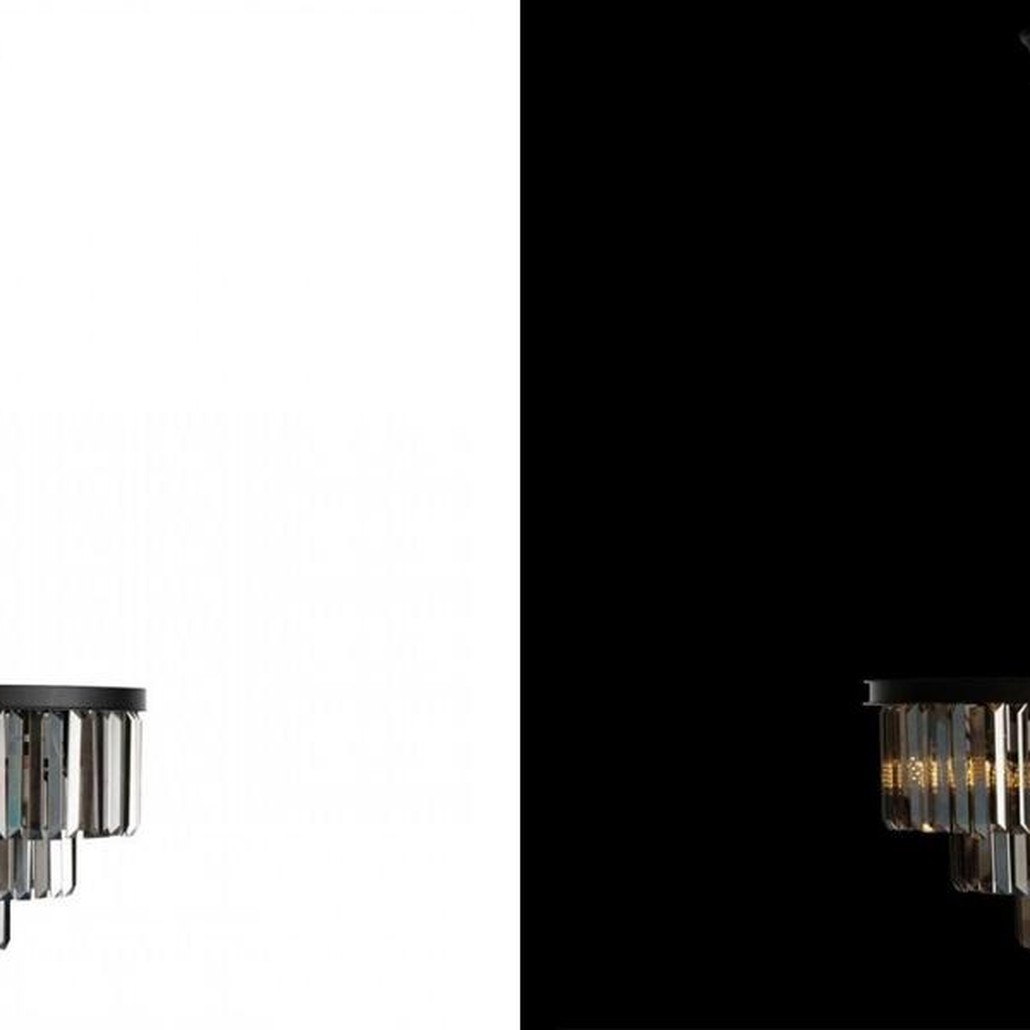 Круглая Люстра Odeon Black iron Three Layers Серое Стекло диаметр 50 см