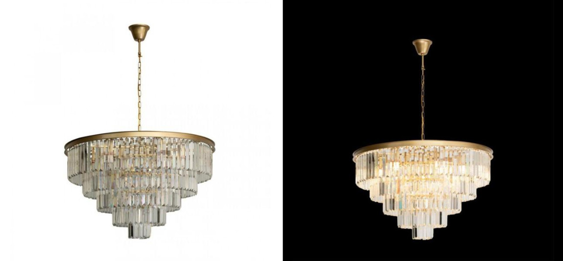 Круглая Люстра Odeon GOLD iron Five Layers Прозрачное Стекло диаметр 80 см