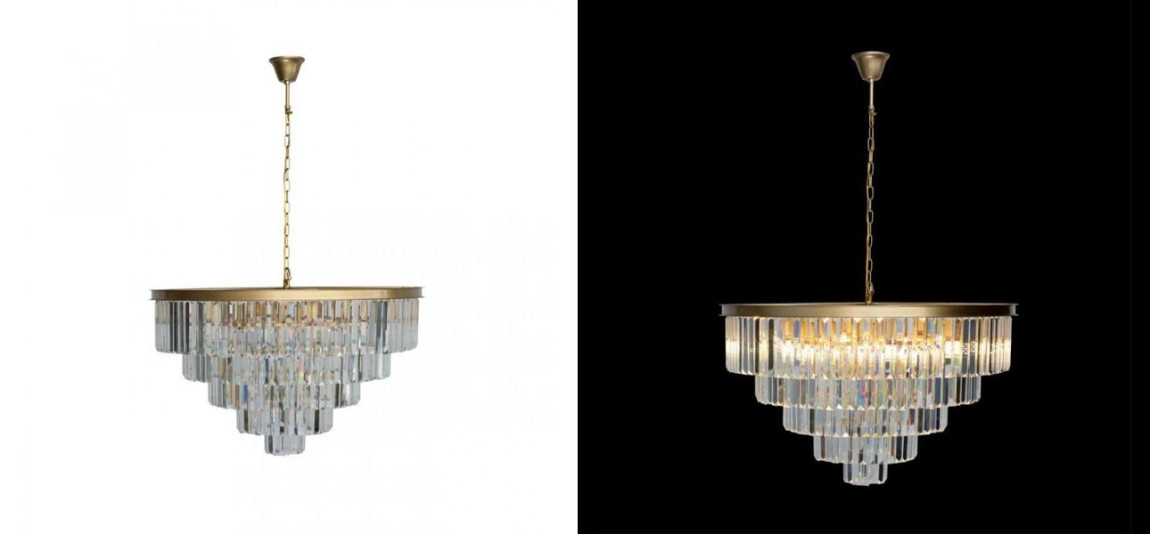 Круглая Люстра Odeon GOLD iron Five Layers Прозрачное Стекло диаметр 80 см