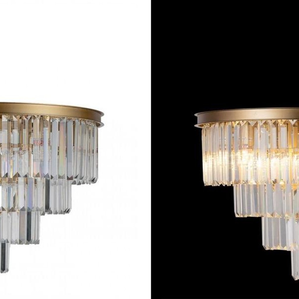 Круглая Люстра Odeon GOLD iron Four Layers Серое Прозрачное диаметр 60 см