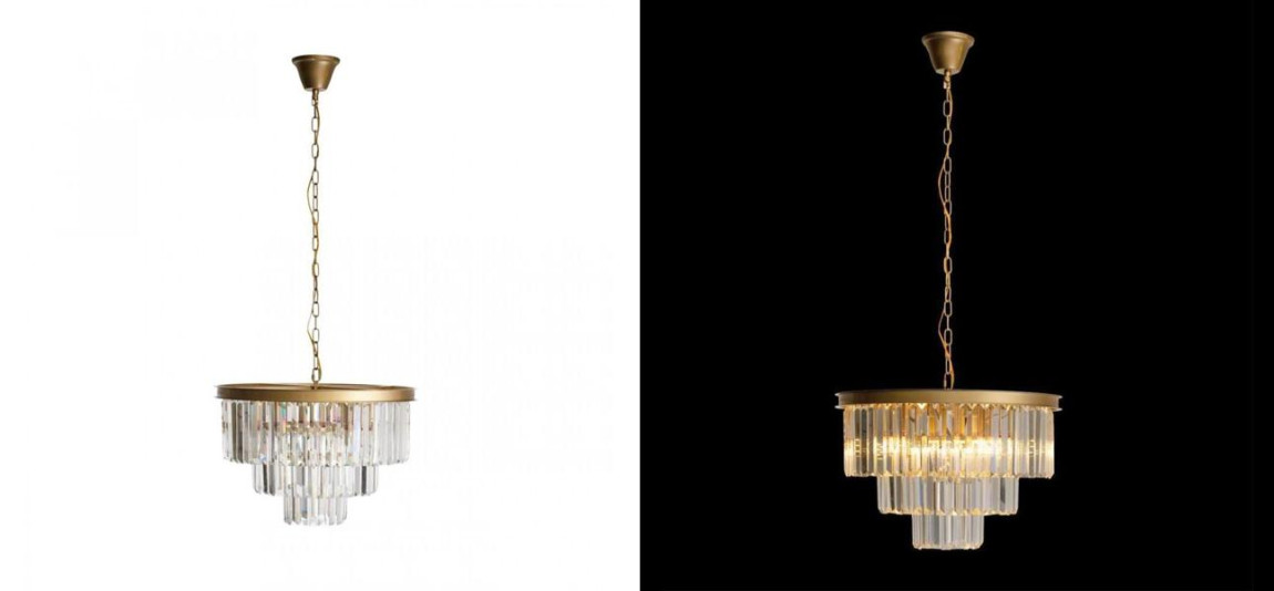 Круглая Люстра GOLD iron Three Layers Прозрачное Стекло диаметр 50 см