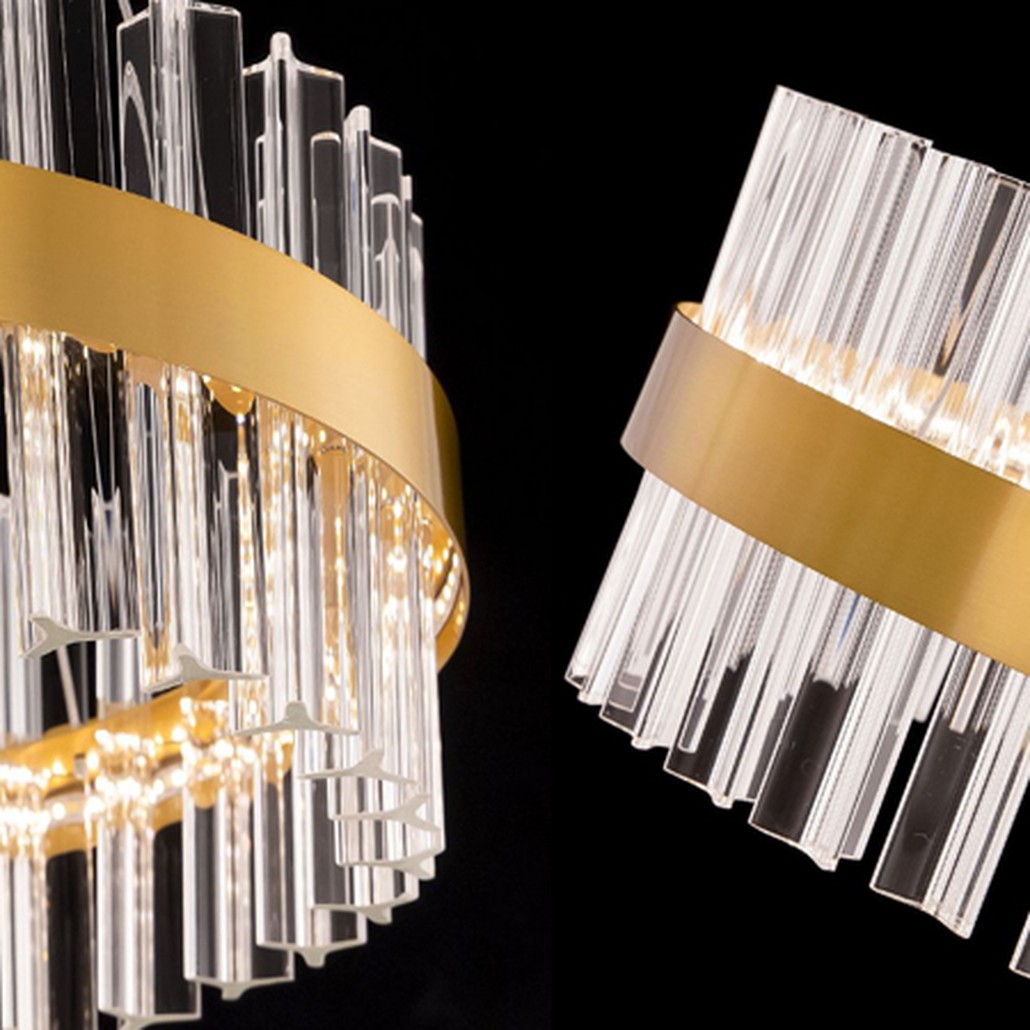 Круглая Люстра Кольцо Хрусталь диаметр 40 см RING Saturno Not Baroncelli Brass