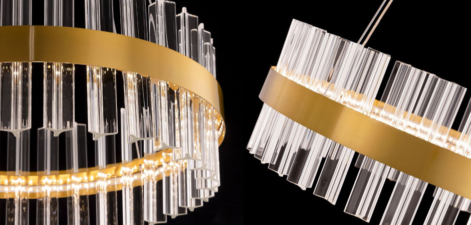 Круглая Люстра Кольцо Хрусталь диаметр 40 см RING Saturno Not Baroncelli Brass