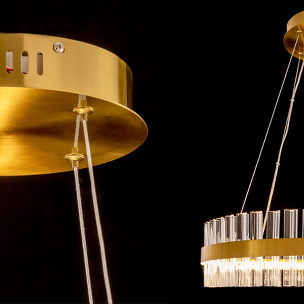 Круглая Люстра Кольцо Хрусталь диаметр 60 см RING Saturno Not Baroncelli Brass