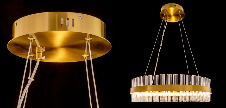 Круглая Люстра Кольцо Хрусталь диаметр 60 см RING Saturno Not Baroncelli Brass