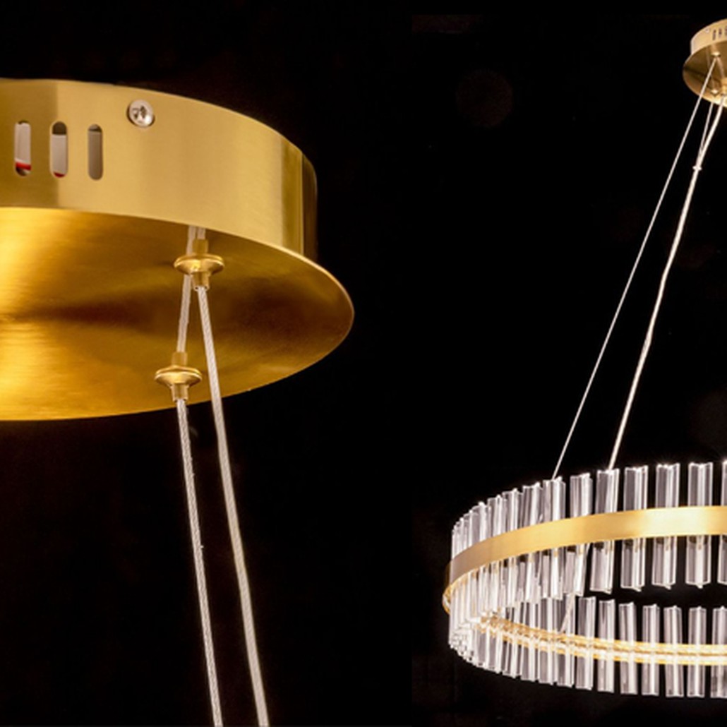 Круглая Люстра Кольцо Хрусталь диаметр 80 см RING Saturno Not Baroncelli Brass