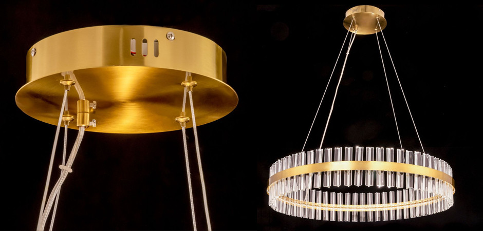 Круглая Люстра Кольцо Хрусталь диаметр 80 см RING Saturno Not Baroncelli Brass