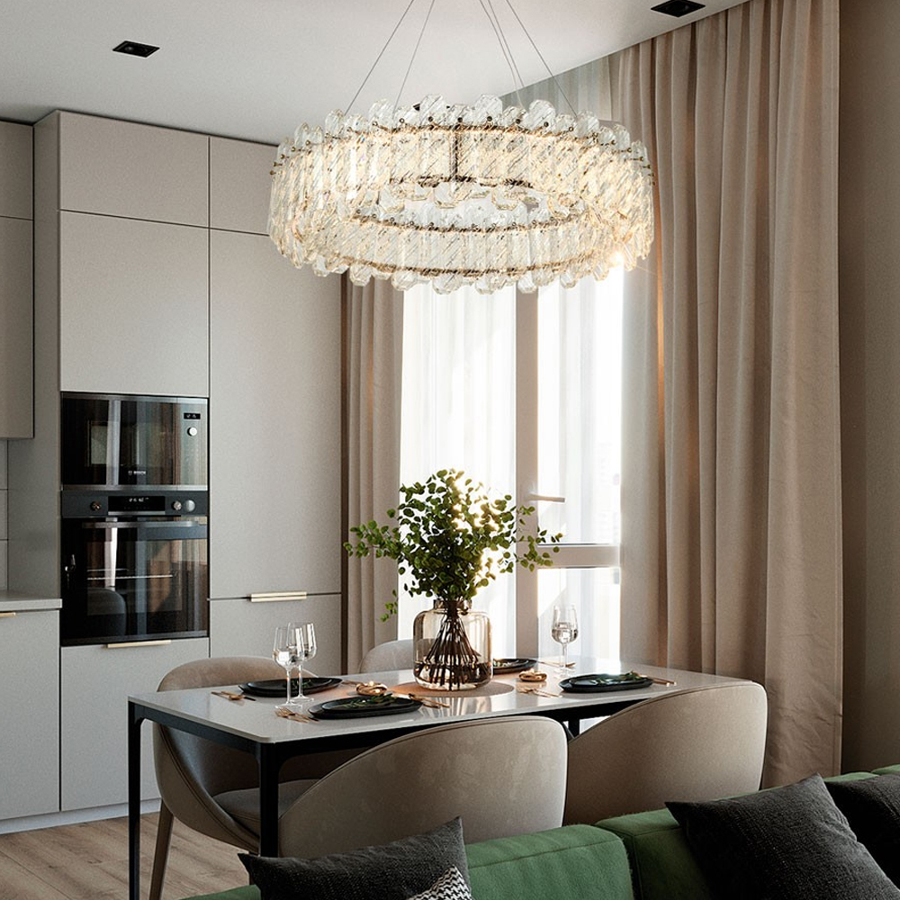 Круглая люстра с декором из рельефного стекла Cassian Relief Glass Chandelier 80