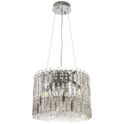 Круглая люстра с металлическими и хрустальными подвесками Bonnay Crystal Chrome Chandelier