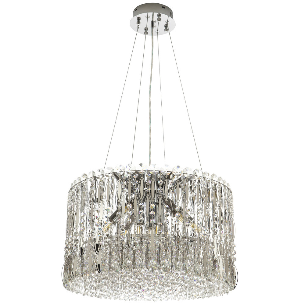 Круглая люстра с металлическими и хрустальными подвесками Bonnay Crystal Chrome Chandelier