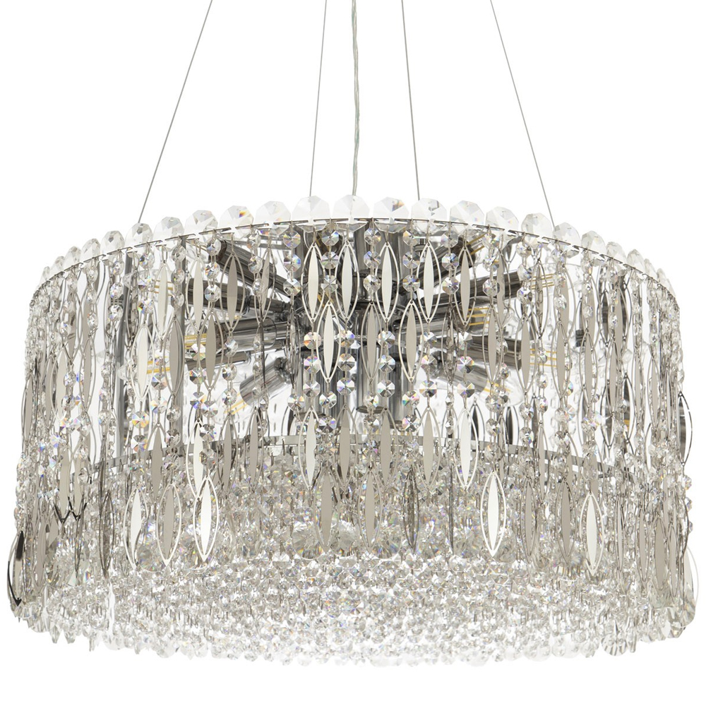 Круглая люстра с металлическими и хрустальными подвесками Bonnay Crystal Chrome Chandelier