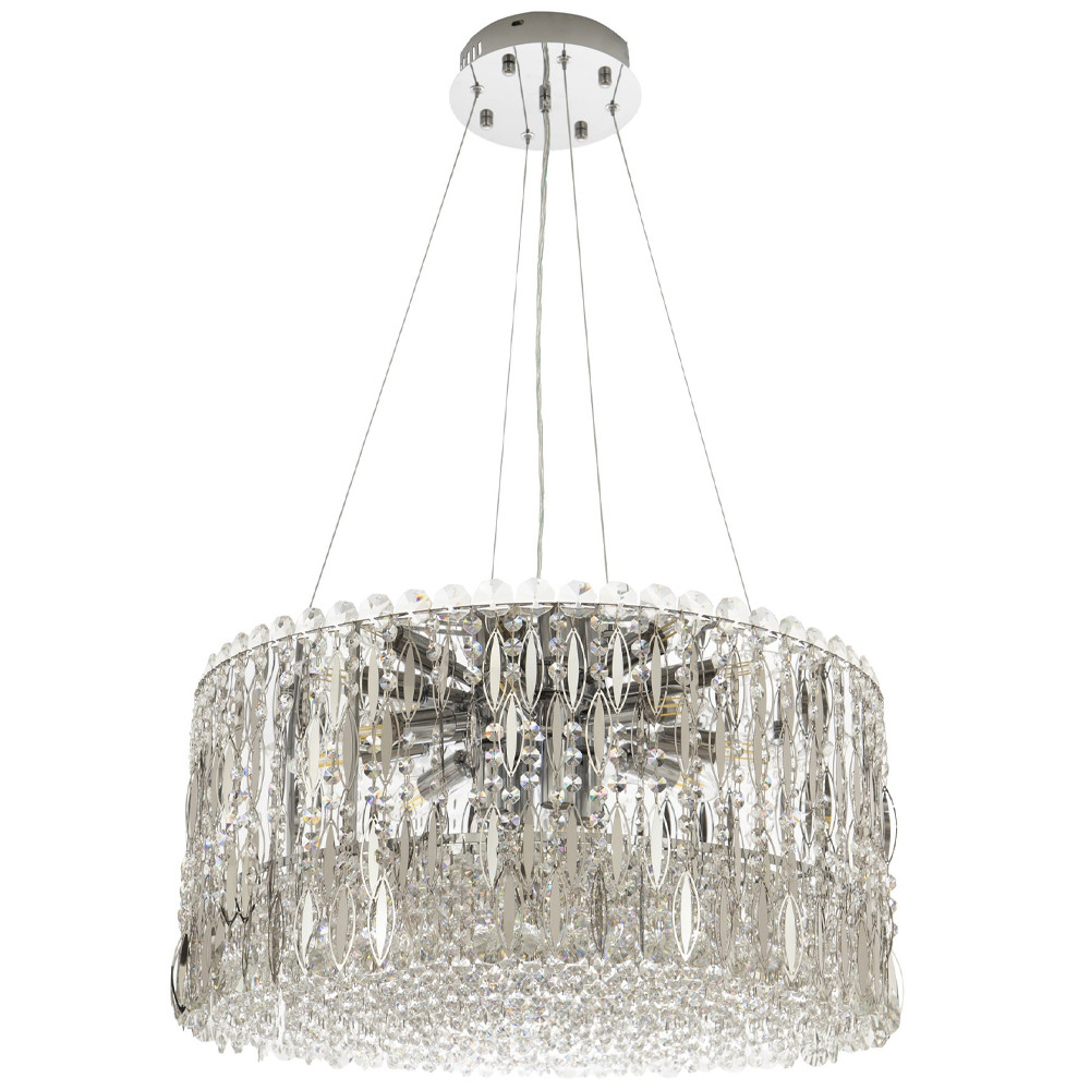 Круглая люстра с металлическими и хрустальными подвесками Bonnay Crystal Chrome Chandelier
