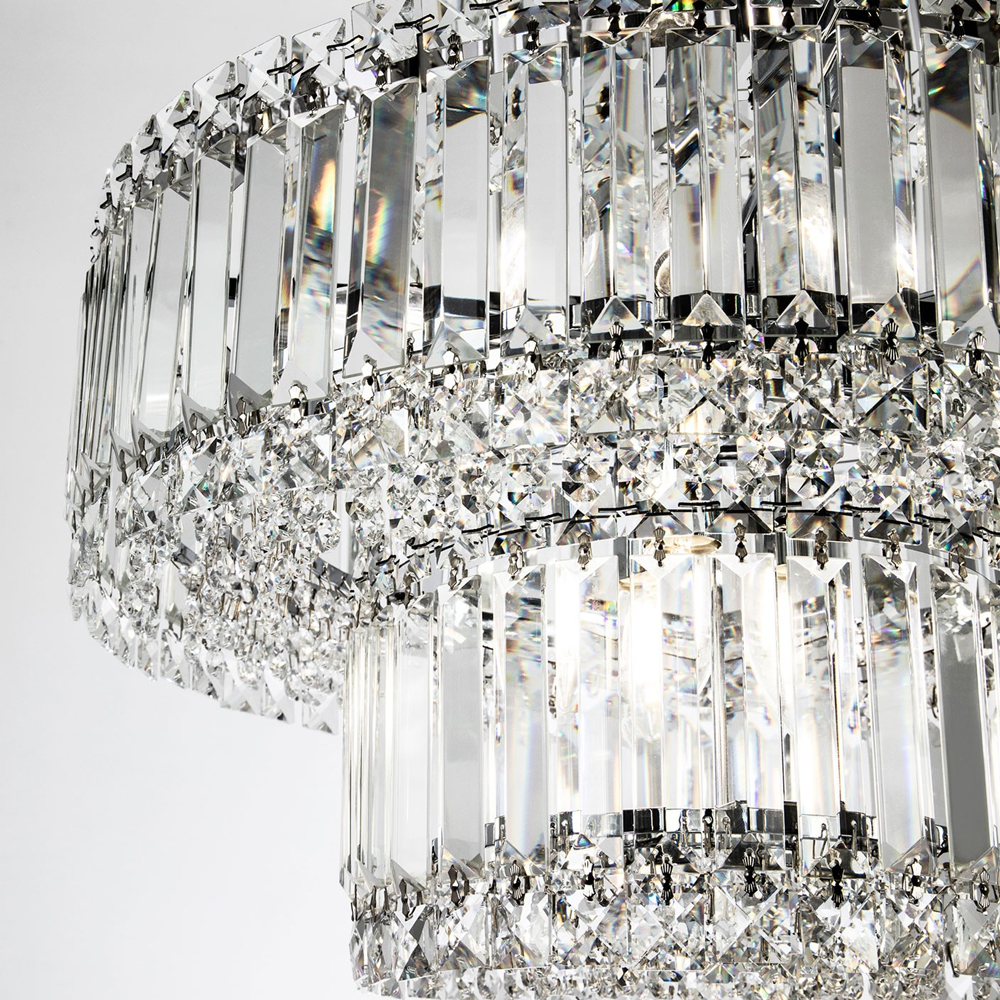 Круглая люстра с хрустальным декором Harmonica Crystal Round Chrome Chandelier