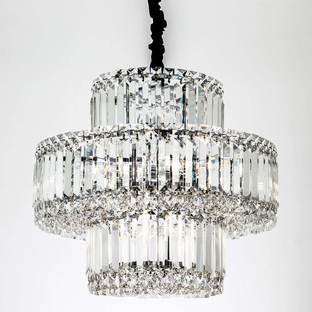 Круглая люстра с хрустальным декором Harmonica Crystal Round Chrome Chandelier