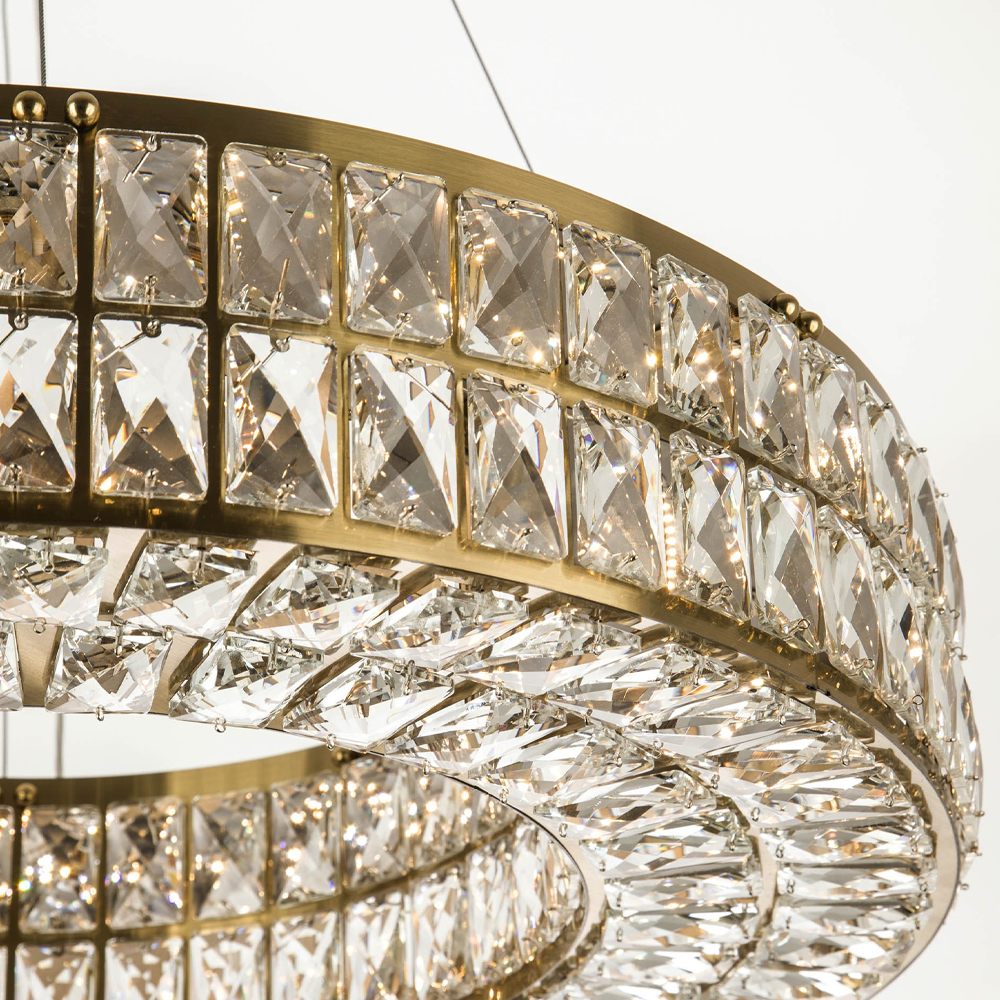 Круглая люстра с хрустальным декором Langlais Crystal Brass Chandelier