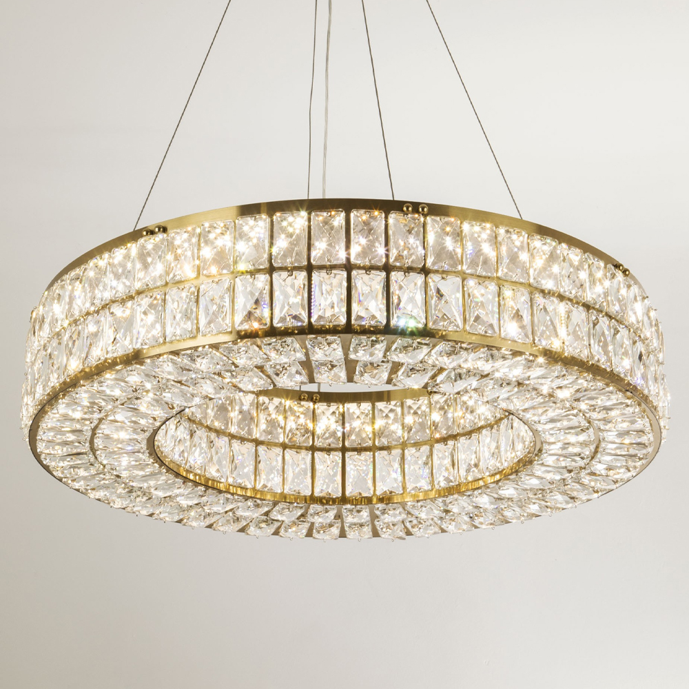Круглая люстра с хрустальным декором Langlais Crystal Brass Chandelier