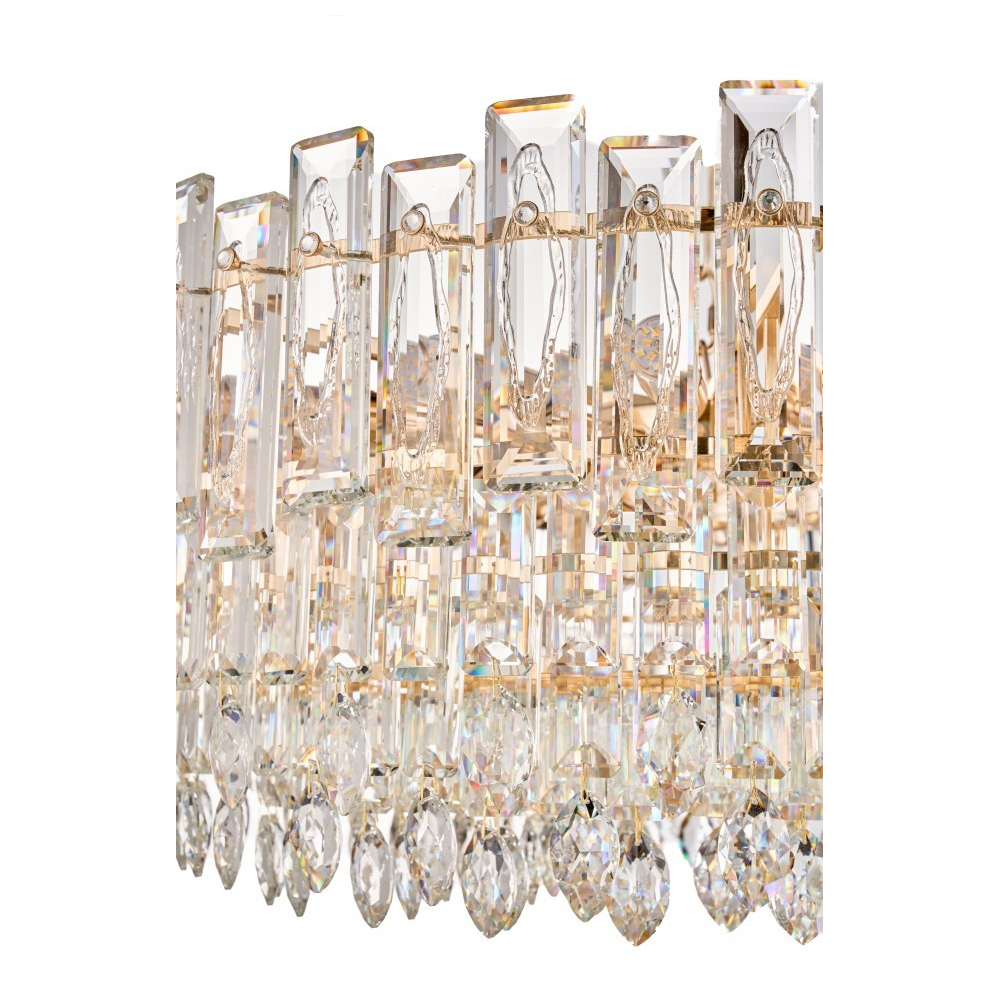 Круглая люстра с хрустальными подвесками на золотистом каркасе Gorgeous Crystal Light