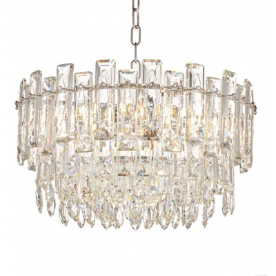Круглая люстра с хрустальными подвесками на серебряном каркасе Gorgeous Crystal Light