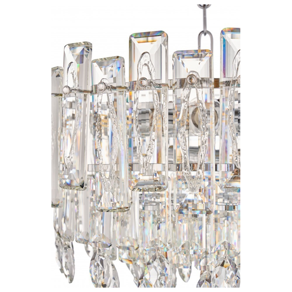 Круглая люстра с хрустальными подвесками на серебряном каркасе Gorgeous Crystal Light