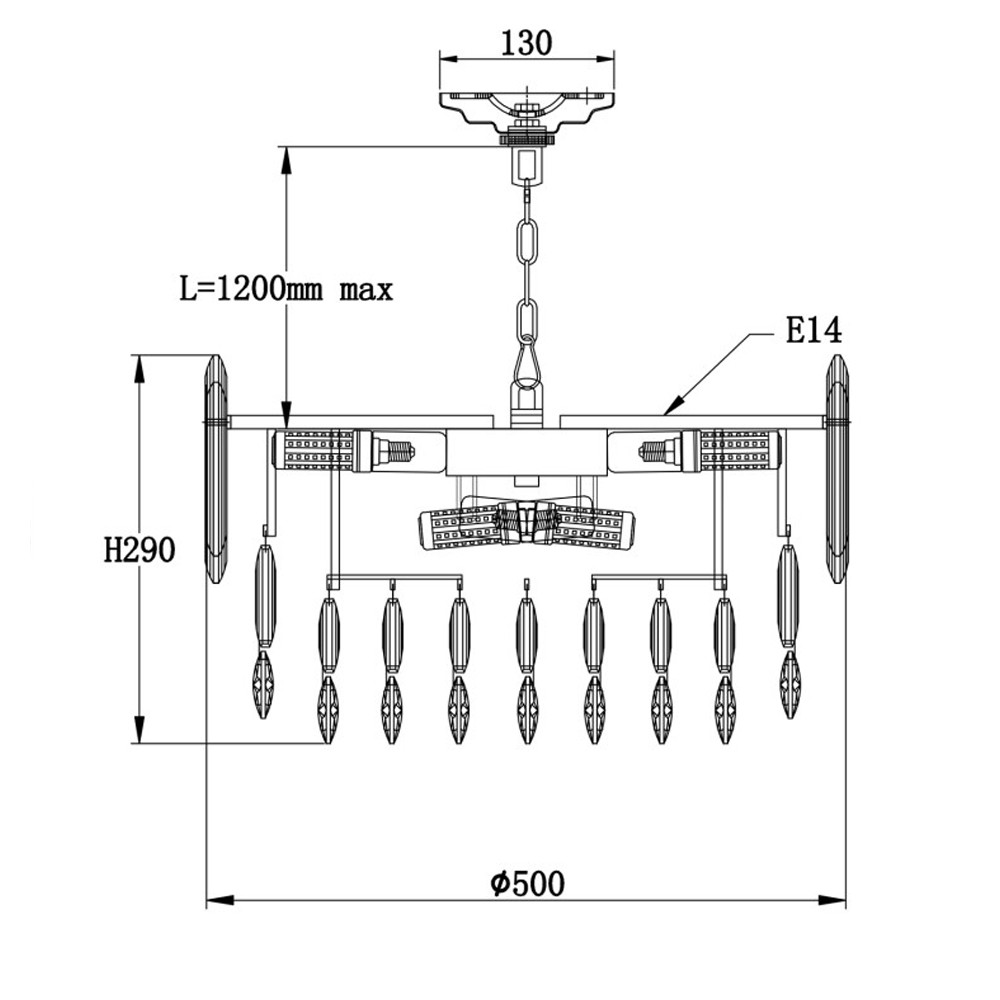 Круглая люстра с хрустальными подвесками на серебряном каркасе Gorgeous Crystal Light