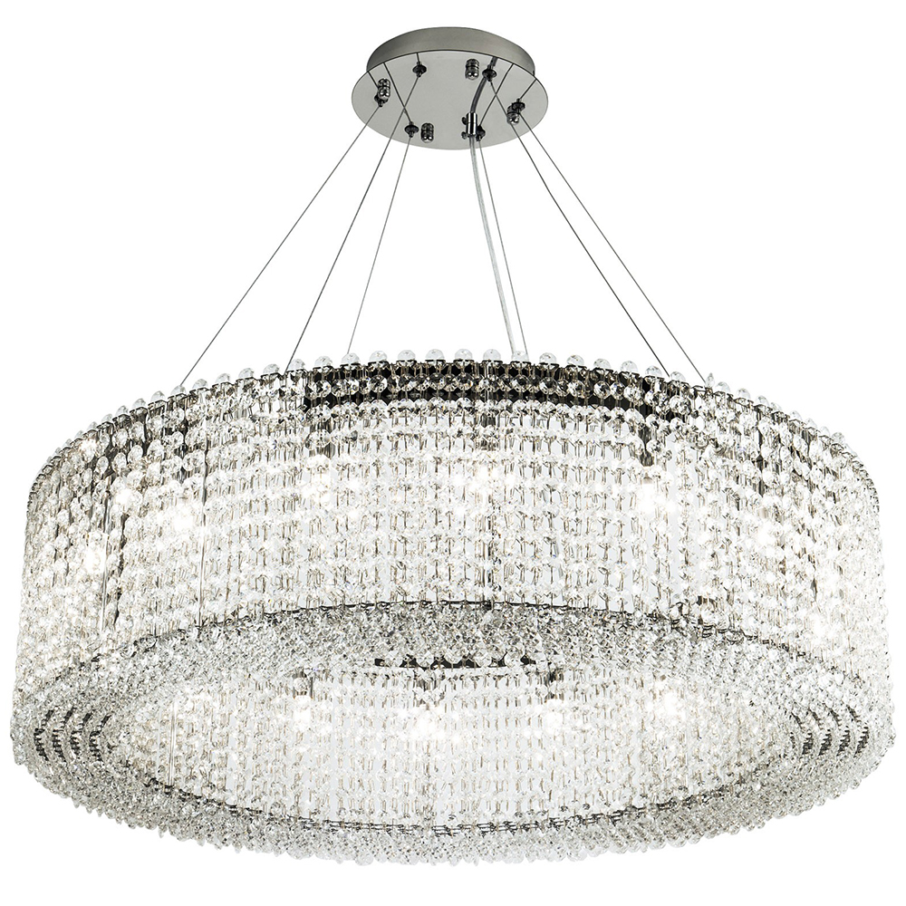 Круглая люстра с хрустальными подвесками хром Crystal Art Chrome Chandelier 16
