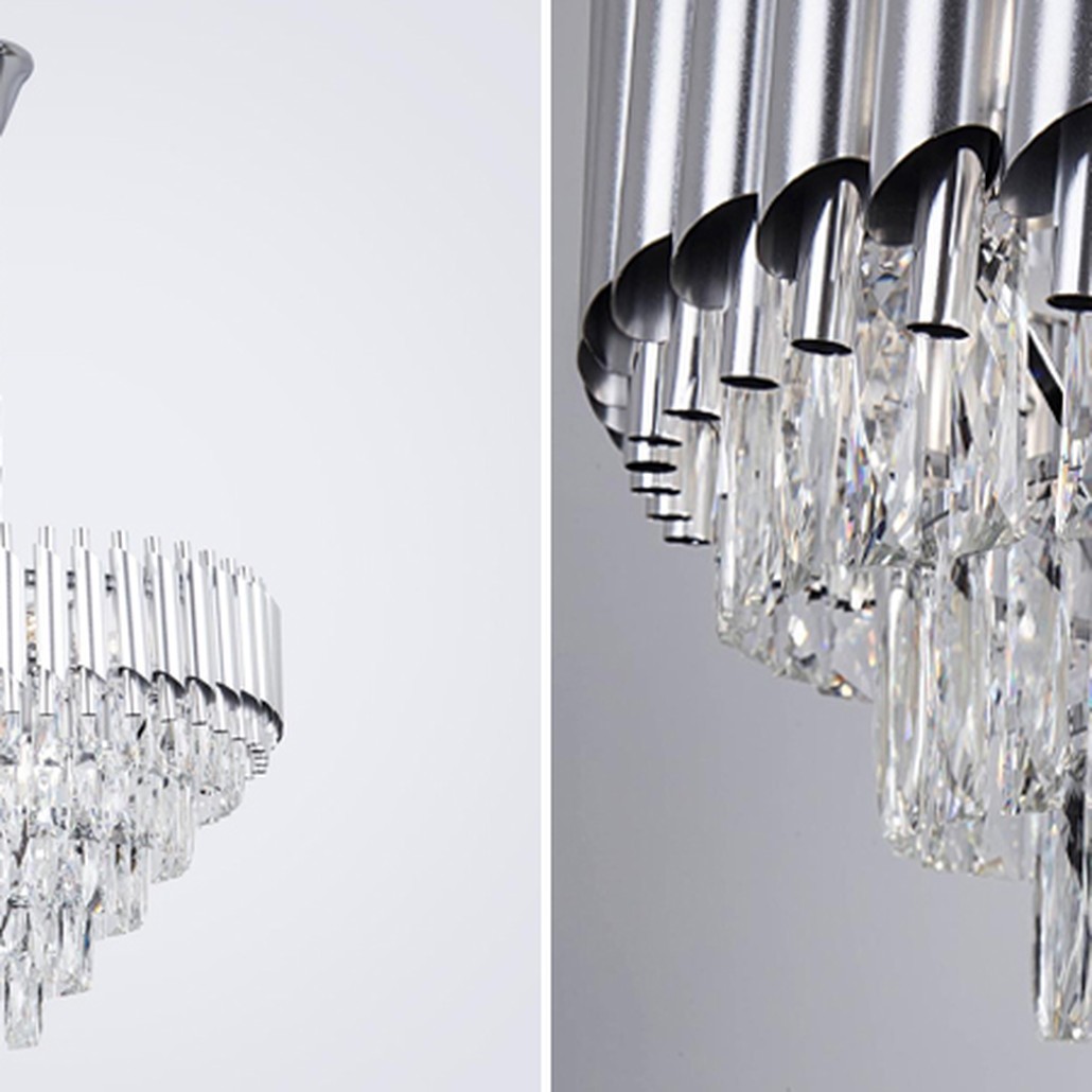 Круглая многоярусная люстра Empire Crystal Silver