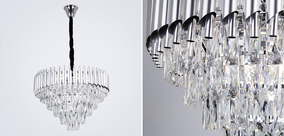 Круглая многоярусная люстра Empire Crystal Silver