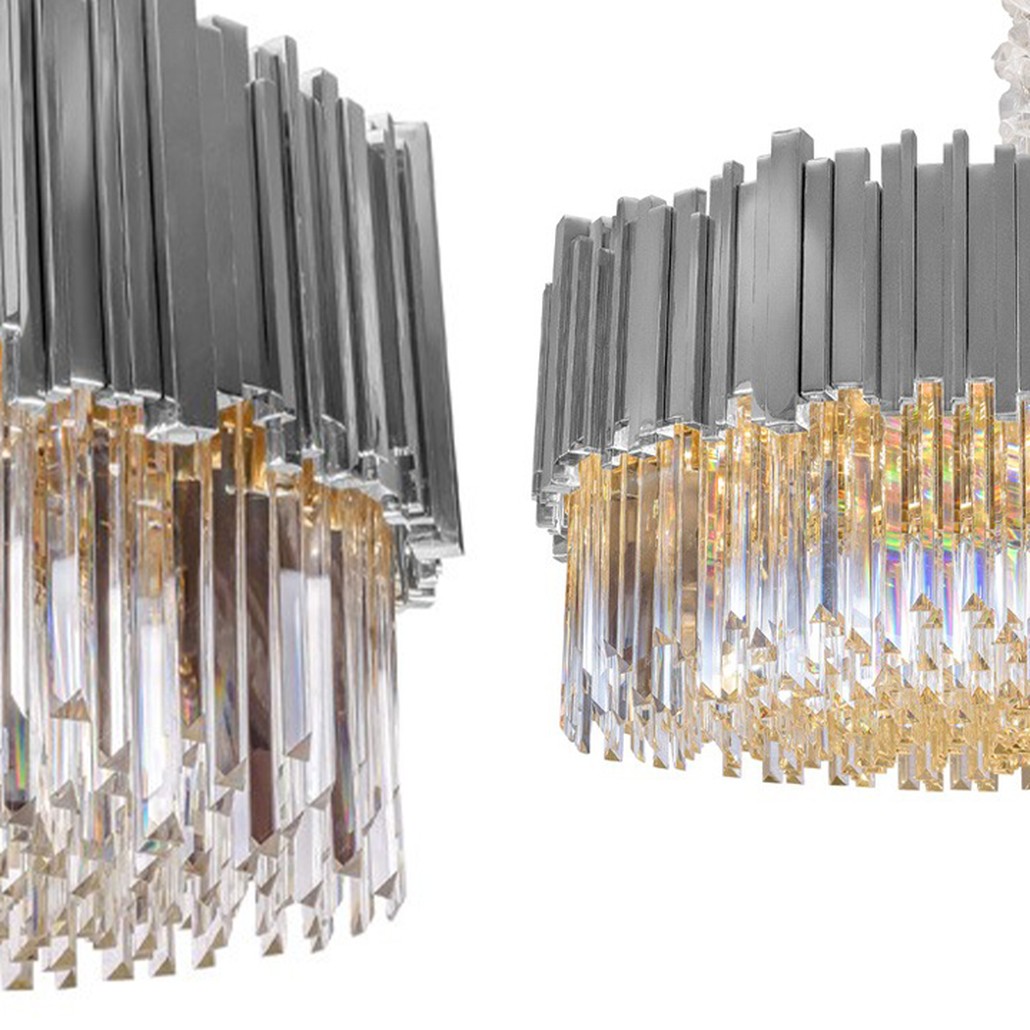 Круглая многоярусная люстра Luxxu Modern Cascade Chandelier Silver Metal Glass 100