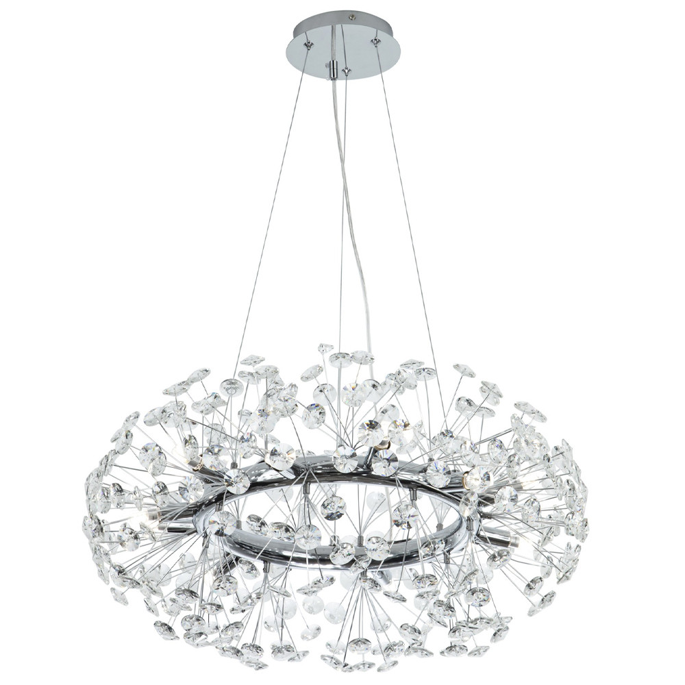 Круглая подвесная люстра Crystal Dandelions Chrome Chandelier