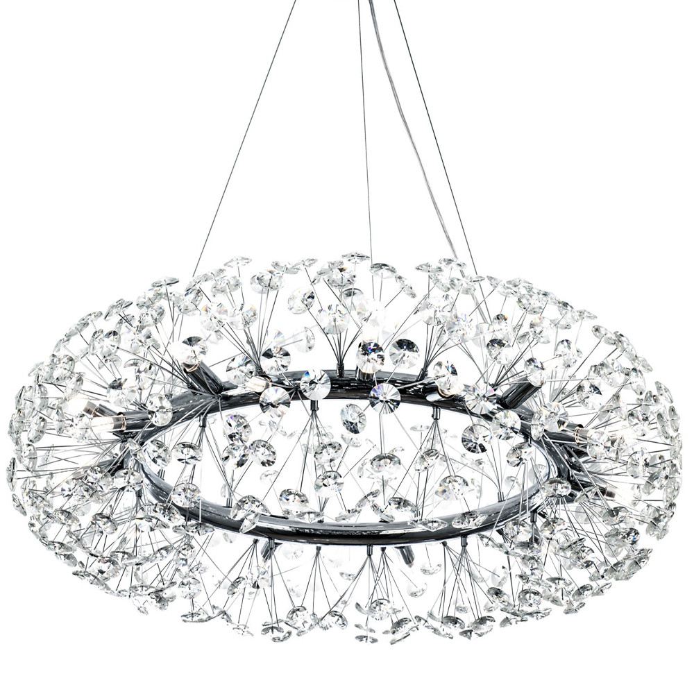 Круглая подвесная люстра Crystal Dandelions Chrome Chandelier