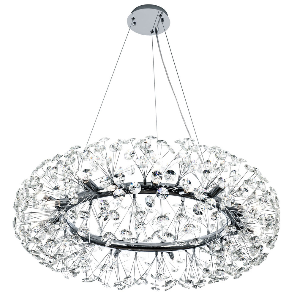 Круглая подвесная люстра Crystal Dandelions Chrome Chandelier