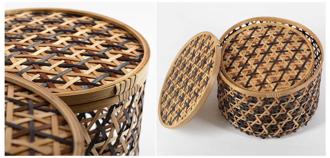 Круглые плетеные коробки с крышкой