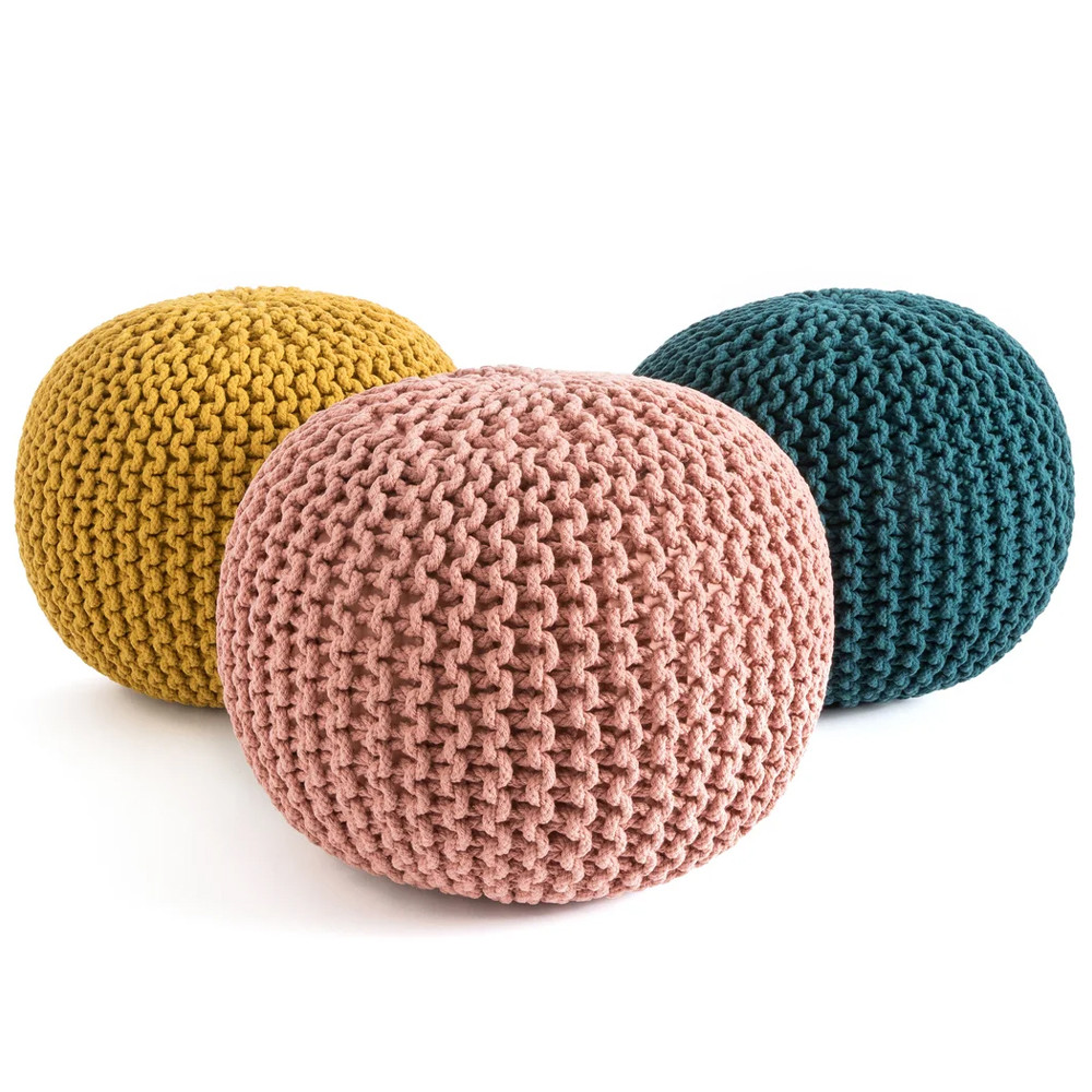 Круглый вязаный пуф Pink Knitted Ball Pouf