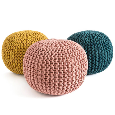 Круглый вязаный пуф Pink Knitted Ball Pouf