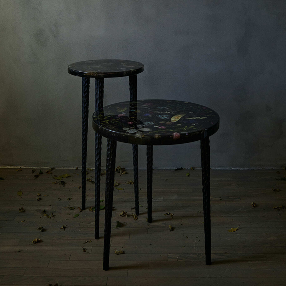 Круглый журнальный столик со столешницей из эпоксидной смолы Epoxy Resin Flowers Coffee Table