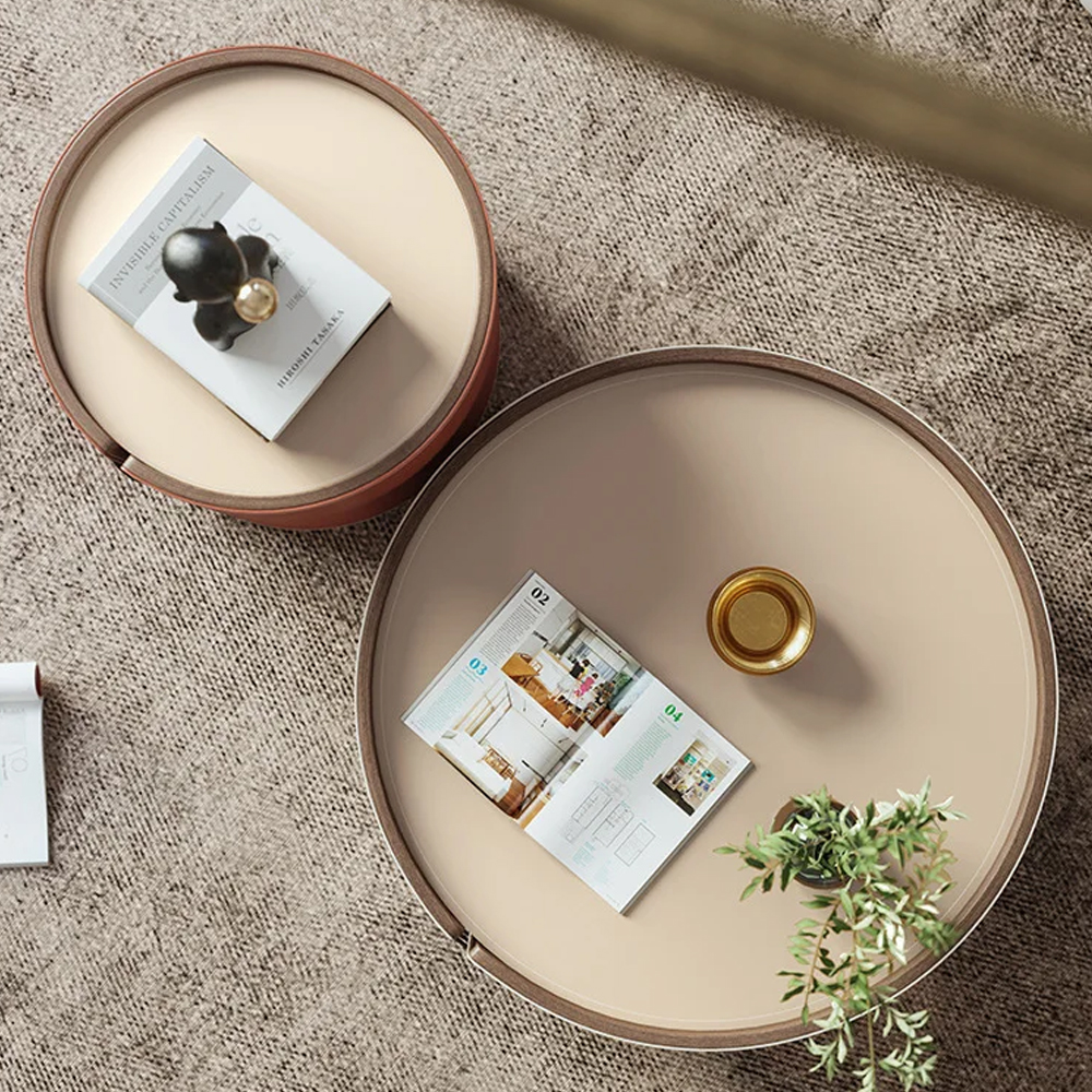 Круглый кофейный стол Baxter Leather Coffee Table