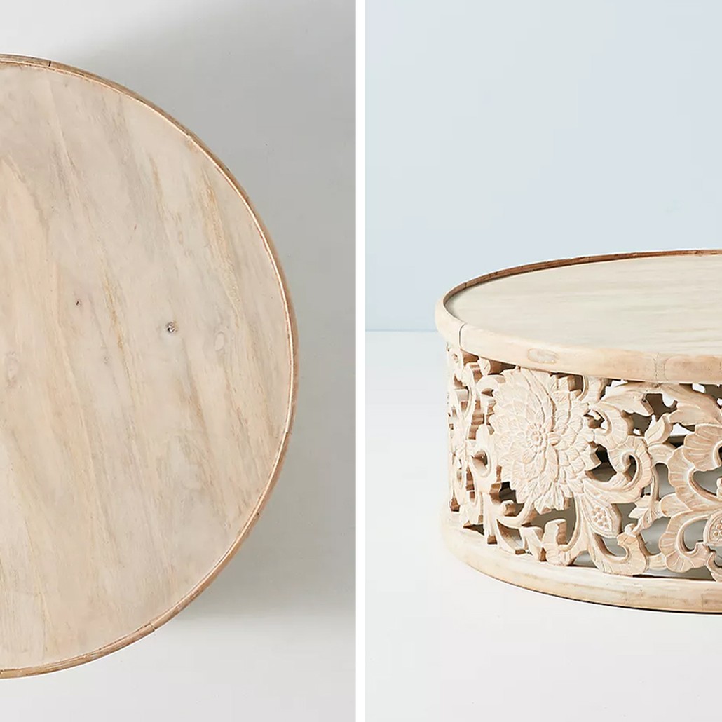 Круглый кофейный стол Handcarved Lotus Round Coffee Table