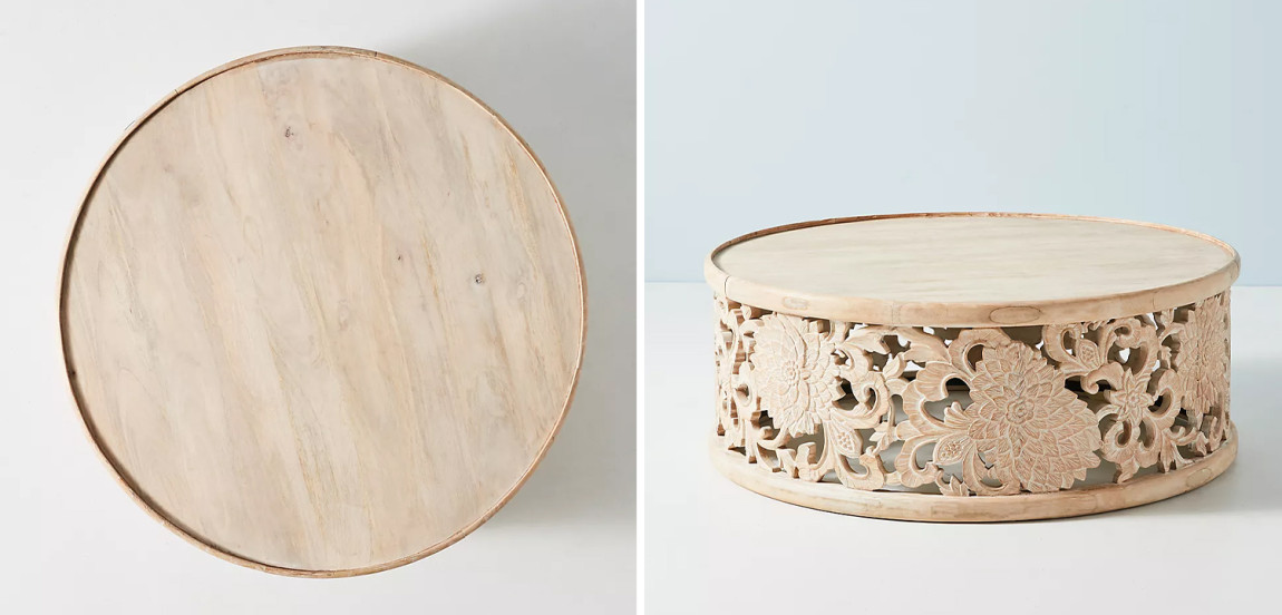 Круглый кофейный стол Handcarved Lotus Round Coffee Table