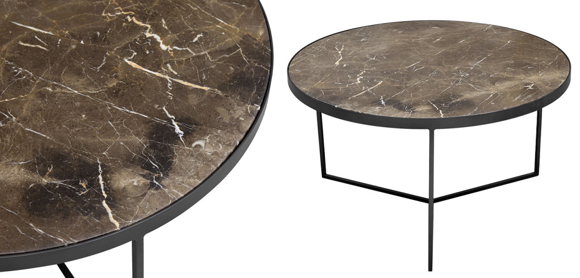 Круглый кофейный стол с коричневой мраморной столешницей Shona