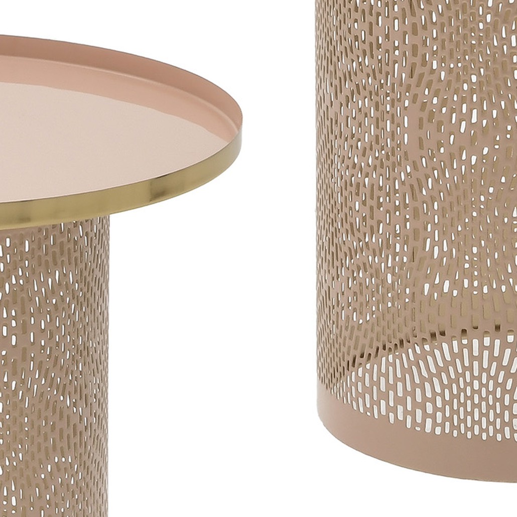 Круглый металлический приставной стол Azure Pink Pastel Metal Table