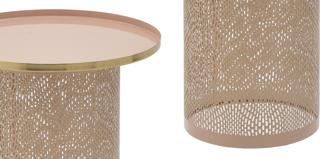 Круглый металлический приставной стол Azure Pink Pastel Metal Table